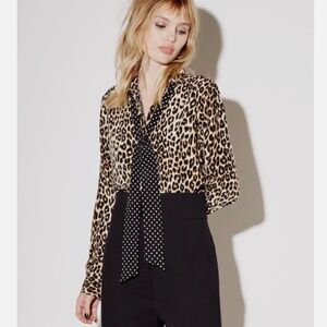 ★NWT EQUIPMENT + Kate Moss Slim Signature leopard-print washed-silk shirt Size S